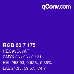 カラーコード: RGB 60 7 175 | qconv.com