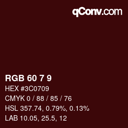 カラーコード: RGB 60 7 9 | qconv.com