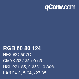 Farbcode: RGB 60 80 124 | qconv.com