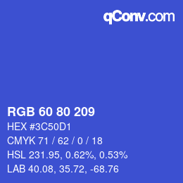 カラーコード: RGB 60 80 209 | qconv.com