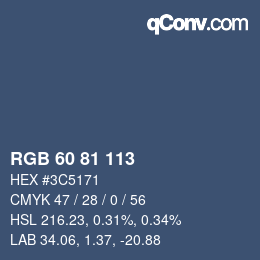 Color code: RGB 60 81 113 | qconv.com