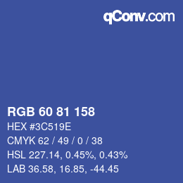 カラーコード: RGB 60 81 158 | qconv.com