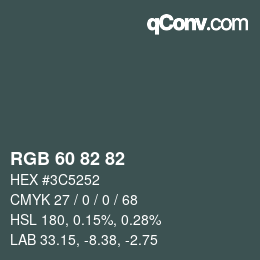カラーコード: RGB 60 82 82 | qconv.com