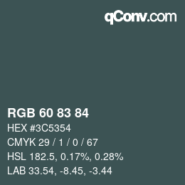 Farbcode: RGB 60 83 84 | qconv.com