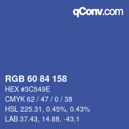 カラーコード: RGB 60 84 158 | qconv.com
