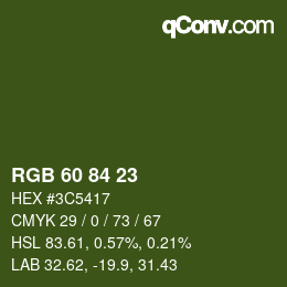 カラーコード: RGB 60 84 23 | qconv.com