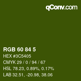 Color code: RGB 60 84 5 | qconv.com