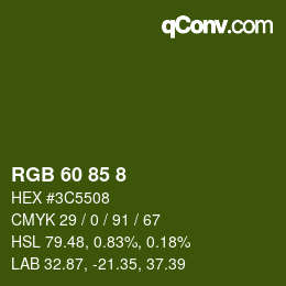 カラーコード: RGB 60 85 8 | qconv.com