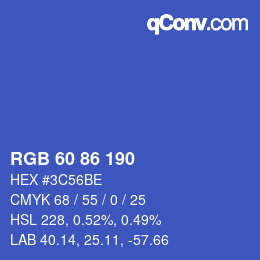 Color code: RGB 60 86 190 | qconv.com