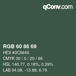 颜色代码: RGB 60 86 69 | qconv.com