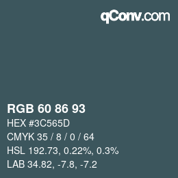 Farbcode: RGB 60 86 93 | qconv.com