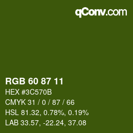 カラーコード: RGB 60 87 11 | qconv.com