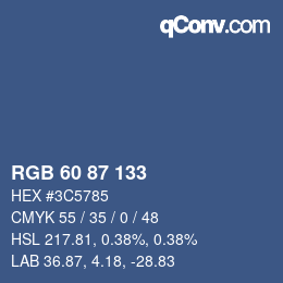 カラーコード: RGB 60 87 133 | qconv.com