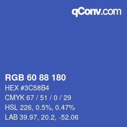 Farbcode: RGB 60 88 180 | qconv.com