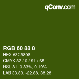 Code couleur: RGB 60 88 8 | qconv.com