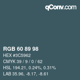 Farbcode: RGB 60 89 98 | qconv.com