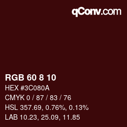 Color code: RGB 60 8 10 | qconv.com