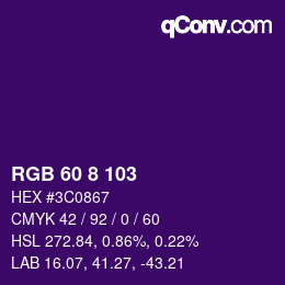 Farbcode: RGB 60 8 103 | qconv.com