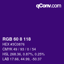 カラーコード: RGB 60 8 118 | qconv.com