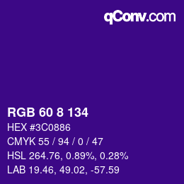 カラーコード: RGB 60 8 134 | qconv.com
