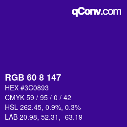 カラーコード: RGB 60 8 147 | qconv.com