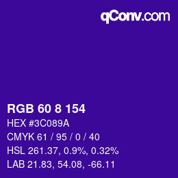 カラーコード: RGB 60 8 154 | qconv.com