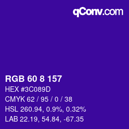 Color code: RGB 60 8 157 | qconv.com