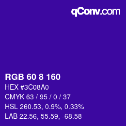 Color code: RGB 60 8 160 | qconv.com