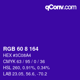 カラーコード: RGB 60 8 164 | qconv.com