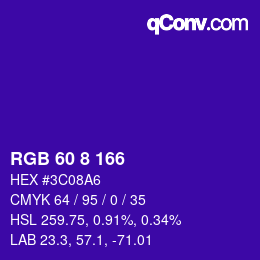 Color code: RGB 60 8 166 | qconv.com