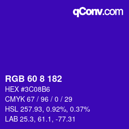 Color code: RGB 60 8 182 | qconv.com