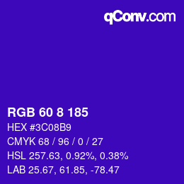 Color code: RGB 60 8 185 | qconv.com