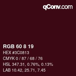 Color code: RGB 60 8 19 | qconv.com