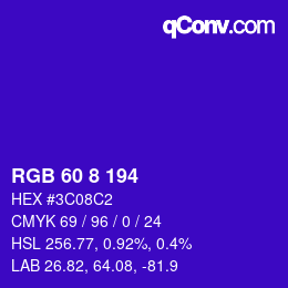Color code: RGB 60 8 194 | qconv.com
