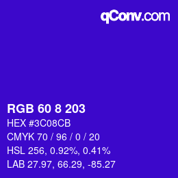 Color code: RGB 60 8 203 | qconv.com