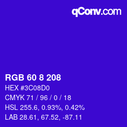 カラーコード: RGB 60 8 208 | qconv.com