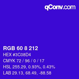 颜色代码: RGB 60 8 212 | qconv.com