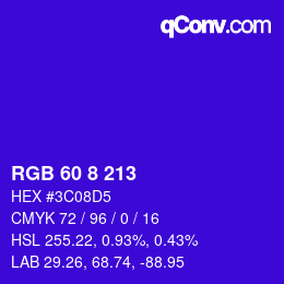 カラーコード: RGB 60 8 213 | qconv.com