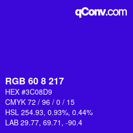Color code: RGB 60 8 217 | qconv.com