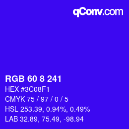 Color code: RGB 60 8 241 | qconv.com