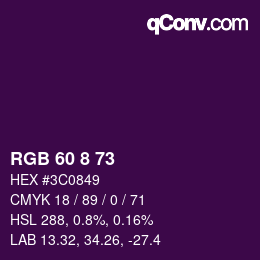 Color code: RGB 60 8 73 | qconv.com