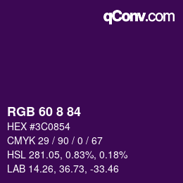 颜色代码: RGB 60 8 84 | qconv.com