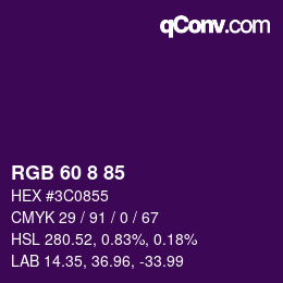 カラーコード: RGB 60 8 85 | qconv.com