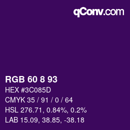 Color code: RGB 60 8 93 | qconv.com