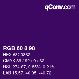 Farbcode: RGB 60 8 98 | qconv.com