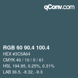 カラーコード: RGB 60 90.4 100.4 | qconv.com