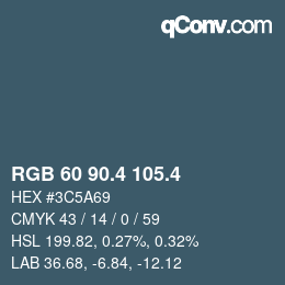カラーコード: RGB 60 90.4 105.4 | qconv.com