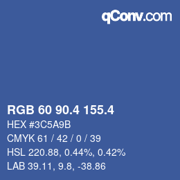 カラーコード: RGB 60 90.4 155.4 | qconv.com
