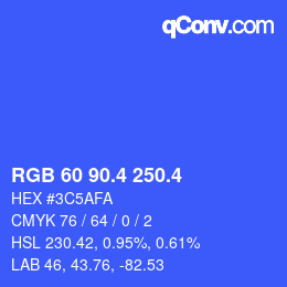 カラーコード: RGB 60 90.4 250.4 | qconv.com