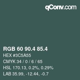カラーコード: RGB 60 90.4 85.4 | qconv.com
